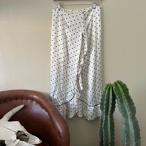 Ganni White Midi Skirt with Ruffled Details